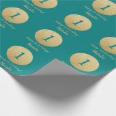 Happy 15th Birthday Blauwgroen en Gold Glitter Cadeaupapier (Hoek)