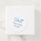 Happy 15th Birthday blue voeg naam monogram bikini Bedankjes Labels (In situ)