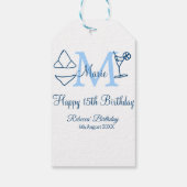 Happy 15th Birthday blue voeg naam monogram bikini Cadeaulabel (Achterkant)
