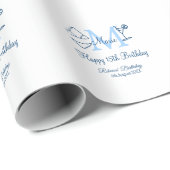 Happy 15th Birthday blue voeg naam monogram bikini Cadeaupapier (Rol Hoek)