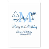 Happy 15th Birthday blue voeg naam monogram bikini Kaart (Achterkant)