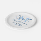 Happy 15th Birthday blue voeg naam monogram bikini Papieren Bordje (Gekanteld)