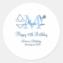 Happy 15th Birthday blue voeg naam monogram bikini