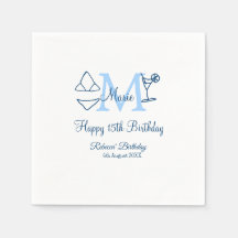 Happy 15th Birthday blue voeg naam monogram bikini