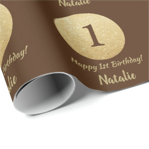 Happy 15th Birthday Brown and Gold Glitter Cadeaupapier
