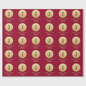Happy 15th Birthday Burgundy Red en Gold Glitter Cadeaupapier (Vlak)