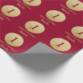 Happy 15th Birthday Burgundy Red en Gold Glitter Cadeaupapier (Hoek)