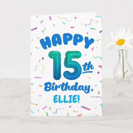Happy 15th Birthday Card with Custom Name Kaart (Kleine Plant)