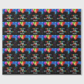 Happy 15th Birthday Colorful Balloons Black Cadeaupapier (Vlak)