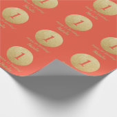 Happy 15th Birthday Coral Oranje en Gold Glitter Cadeaupapier (Hoek)