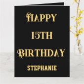 Happy 15th Birthday Fifteen Age Naam Bericht Kaart (Gele Bloem)