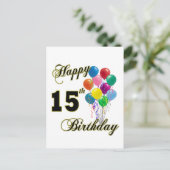 Happy 15th Birthday Gifts en Birthday Apparel Briefkaart (Staand voorkant)