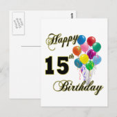 Happy 15th Birthday Gifts en Birthday Apparel Briefkaart (Voorkant / Achterkant)