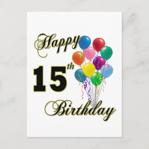 Happy 15th Birthday Gifts en Birthday Apparel Briefkaart