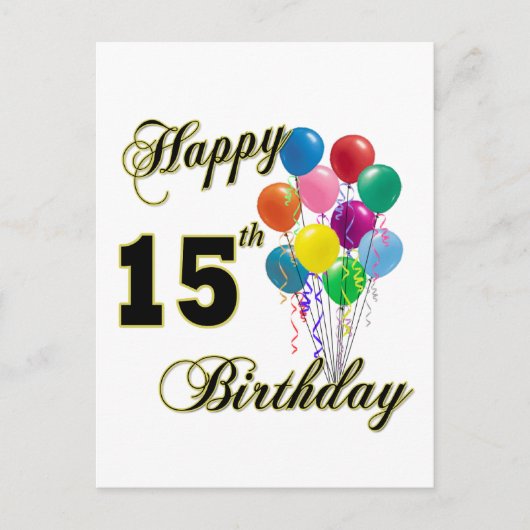 Happy 15th Birthday Gifts en Birthday Apparel Briefkaart (Voorkant)
