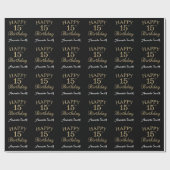 Happy 15th Birthday Gold Glitter Wrapping Paper Cadeaupapier (Vlak)