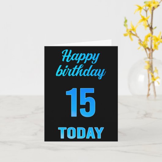Happy 15th Birthday Great Black and blue boy Kaart (Gele Bloem)