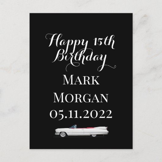 Happy 15th Birthday Kaart Cadeau idee boy zwart wi (Voorkant)