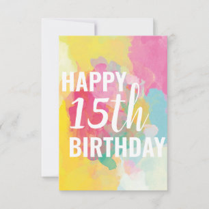 Happy 15th Birthday Kaart ("Waterverf gradiënten")
