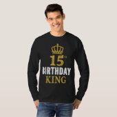 Happy 15th Birthday King 15 Years Old Party Ideas T-shirt (Voorkant volledig)
