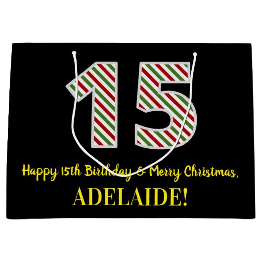 Happy 15th Birthday & Merry Kerstmis, aangepaste n Groot Cadeauzakje (Voorkant)