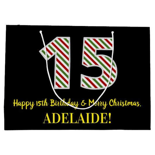 Happy 15th Birthday & Merry Kerstmis, aangepaste n Groot Cadeauzakje (Achterkant)