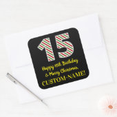 Happy 15th Birthday & Merry Kerstmis, aangepaste n Vierkante Sticker (Envelop)