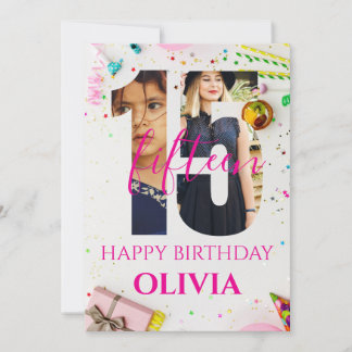 happy 15th Birthday Personalized card Kaart