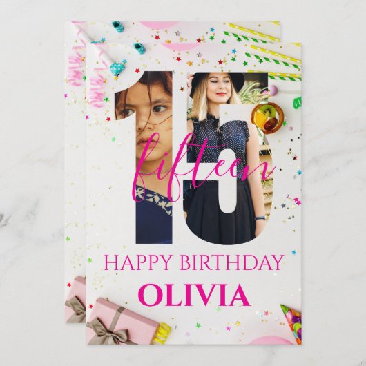 happy 15th Birthday Personalized card Kaart (Voorkant / Achterkant)