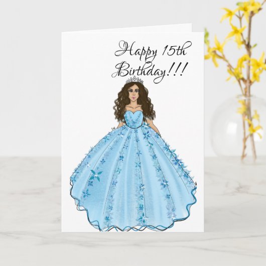 Happy 15th Birthday Quinceanera Kaart (Gele Bloem)