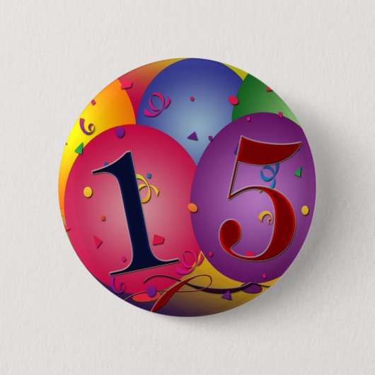Happy 15th Birthday Ronde Button 5,7 Cm (Voorkant)