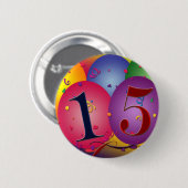 Happy 15th Birthday Ronde Button 5,7 Cm (Voorkant /achterkant)