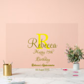 Happy 15th Birthday yellow naam toevoegen monogram Acryl Bord (Huwelijk)