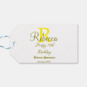 Happy 15th Birthday yellow naam toevoegen monogram Cadeaulabel (Achterkant Horizontaal)