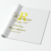Happy 15th Birthday yellow naam toevoegen monogram Cadeaupapier (Uitgerold)