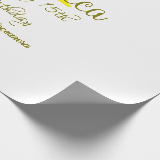 Happy 15th Birthday yellow naam toevoegen monogram Cadeaupapier (Hoek)