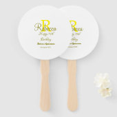 Happy 15th Birthday yellow naam toevoegen monogram Handwaaier (Voorkant en achterkant)