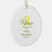 Happy 15th Birthday yellow naam toevoegen monogram Keramisch Ornament (Rechts)