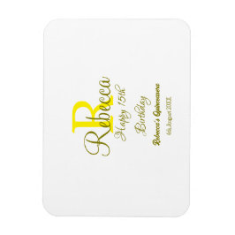 Happy 15th Birthday yellow naam toevoegen monogram Magneet