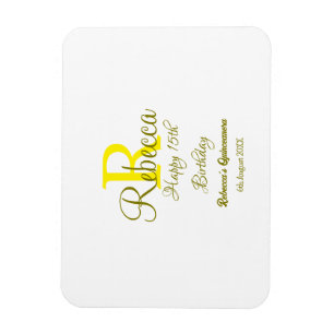 Happy 15th Birthday yellow naam toevoegen monogram Magneet