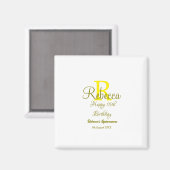 Happy 15th Birthday yellow naam toevoegen monogram Magneet (Voorkant / Achterkant)