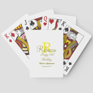 Happy 15th Birthday yellow naam toevoegen monogram Pokerkaarten
