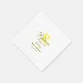 Happy 15th Birthday yellow naam toevoegen monogram Servet (Hoek)