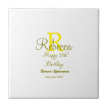 Happy 15th Birthday yellow naam toevoegen monogram Tegeltje<br><div class="desc">mooi design</div>