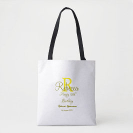 Happy 15th Birthday yellow naam toevoegen monogram Tote Bag