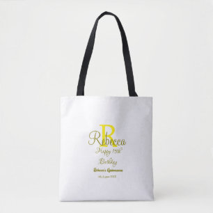 Happy 15th Birthday yellow naam toevoegen monogram Tote Bag