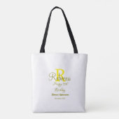 Happy 15th Birthday yellow naam toevoegen monogram Tote Bag (Achterkant)