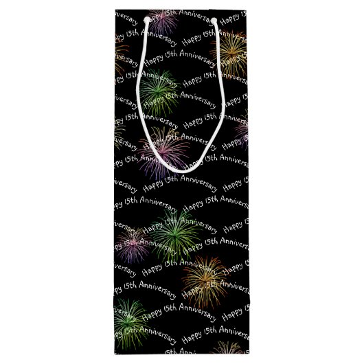 Happy 15th Jubileum Fireworks Wine Gift Bag Wijn Cadeautas (Achterkant)
