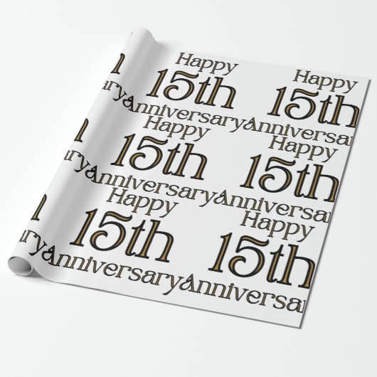 Happy 15th Jubileum-pakpapier Cadeaupapier (Uitgerold)