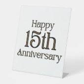 Happy 15th Jubileum Pedestal Sign Reclamebord Met Voetstuk (Voorkant)